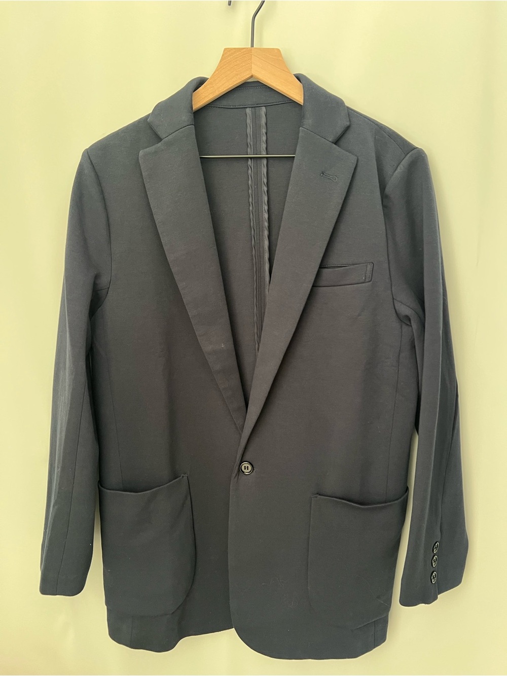 Dapper Boi Mens Large Charcoal Gray Knit Stretch Two Button Blazer Jacket S